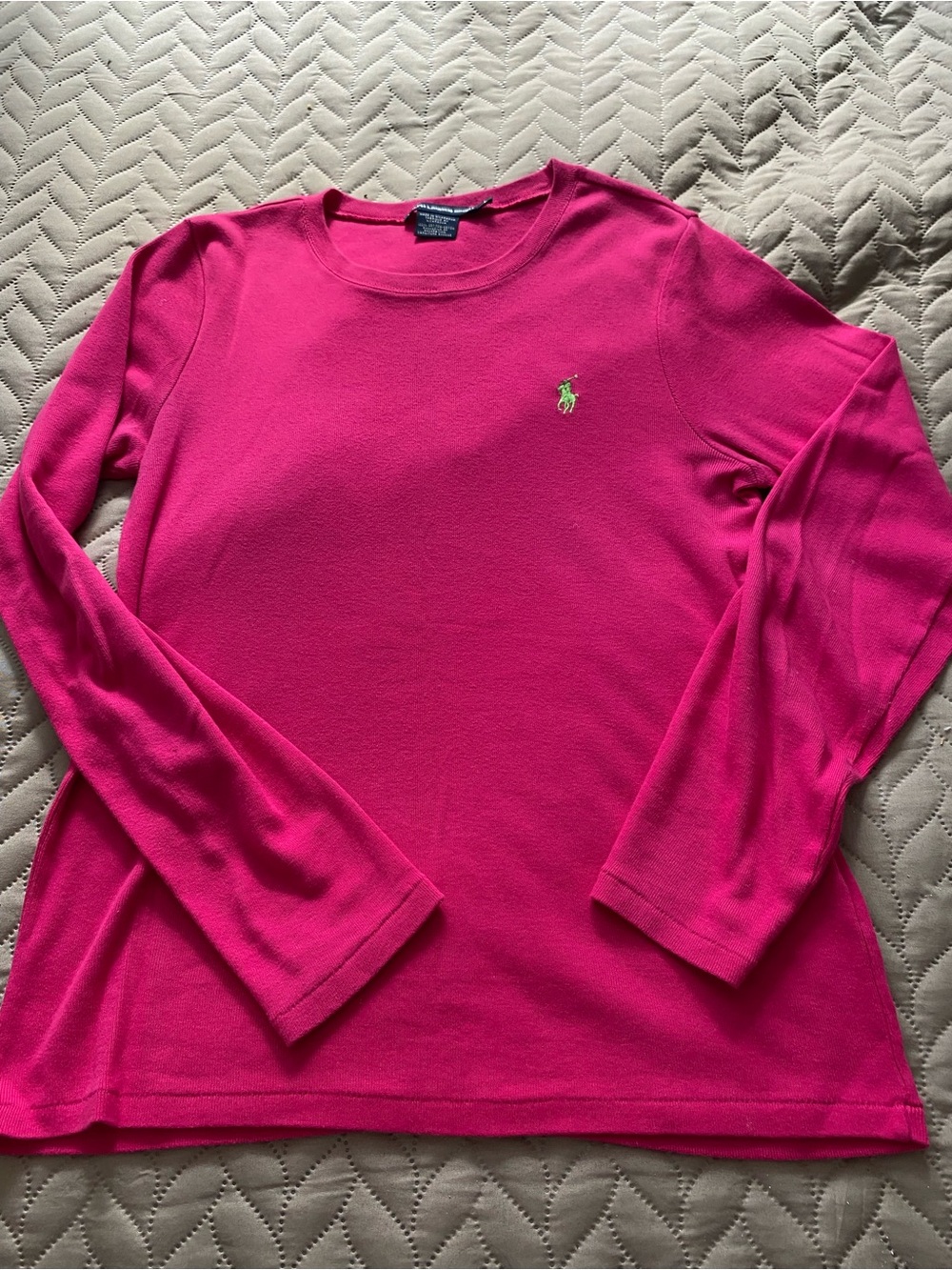 Polo by Ralph Lauren Fuchsia Crewneck Sweater with Lime Pony